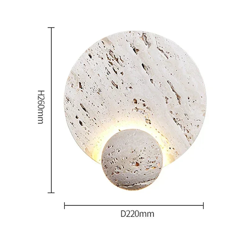 Axyaa White Cave Stone Disk Wall Lamp: Modern LED Accent for Elegant Living Spaces