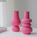 Axyaa Pink Gourd Ceramic Vase Artificial Flowers Decoration Hydroponics Floral Vases