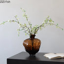 Axyaa Translucent Brown Glass Vase: Artistic Flower Arrangement Hydroponic Vase & Dried Flower Crafts