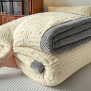 Axyaa Plush Coral Fleece Blanket: Soft, Luxe Striped Throw for Sofa, Bed, Office Nap