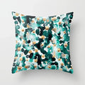 Axyaa Teal Blue Flower Leaves Pattern Pillow Case for Home Decor
