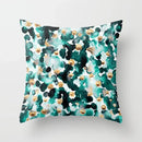 Axyaa Teal Blue Flower Leaves Pattern Pillow Case for Home Decor
