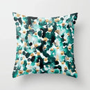 Teal Blue Flower Leaves Pattern Pillow Case Axyaa Decorative Cushion Cover