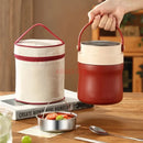 Axyaa Stainless Steel Insulated Lunch Box with Lid - Portable Double-Layer Pot and Rice Barrel