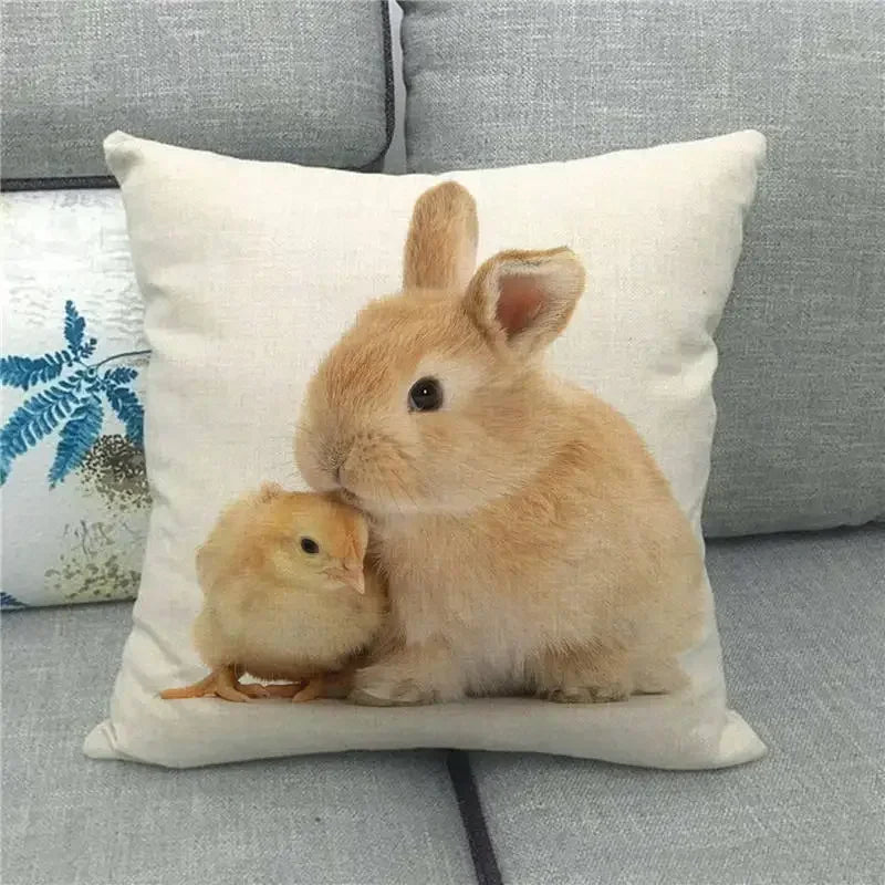 Easter Bunny Eggs Printed Pillow Covers 45x45cm - Axyaa Easter Decorations