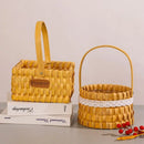 Axyaa Woven Rattan Flower Basket with Waterproof Lining and Handle