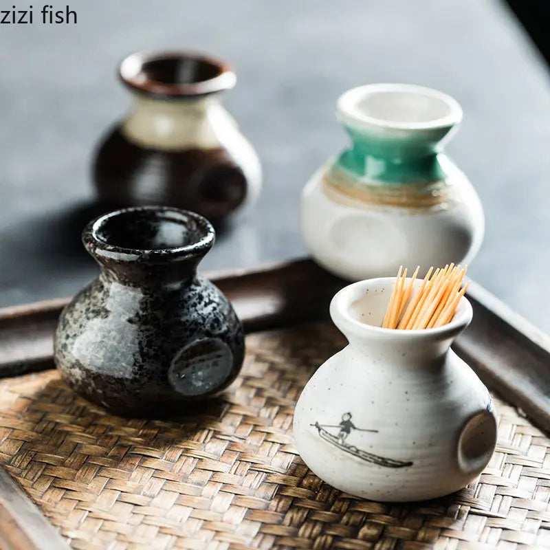 Axya Ceramic Toothpick Holder: Portable Dining Table Storage Container