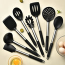 Axyaa 8-Piece Silicone Kitchen Utensil Set Stainless Steel Cooking Tools