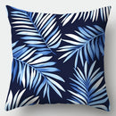 Axyaa Blue Leaf Sofa Cushion Cover Set of 4 - 17.7" Home Decor Pillowcase