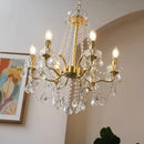 Axyaa Crystal Copper Chandelier Pendant Lights with LED Candle, Luxury Home Decor