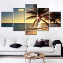 Sunset Palm Trees Canvas Art Print by Axyaa for Home Decor