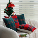 Axyaa Red/Green Plaid Cushion Cover 30x50cm for Christmas Home Decoration