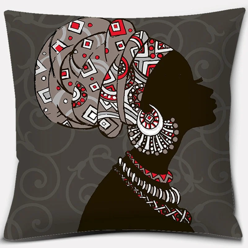 Ethnic African Women Pillowcase by Axyaa | Polyester Cushion Cover for Car & Sofa