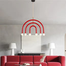 Axyaa Rainbow Geometric Pendant Lamp: Colorful Metal Light Fixture for Dining and Bedroom