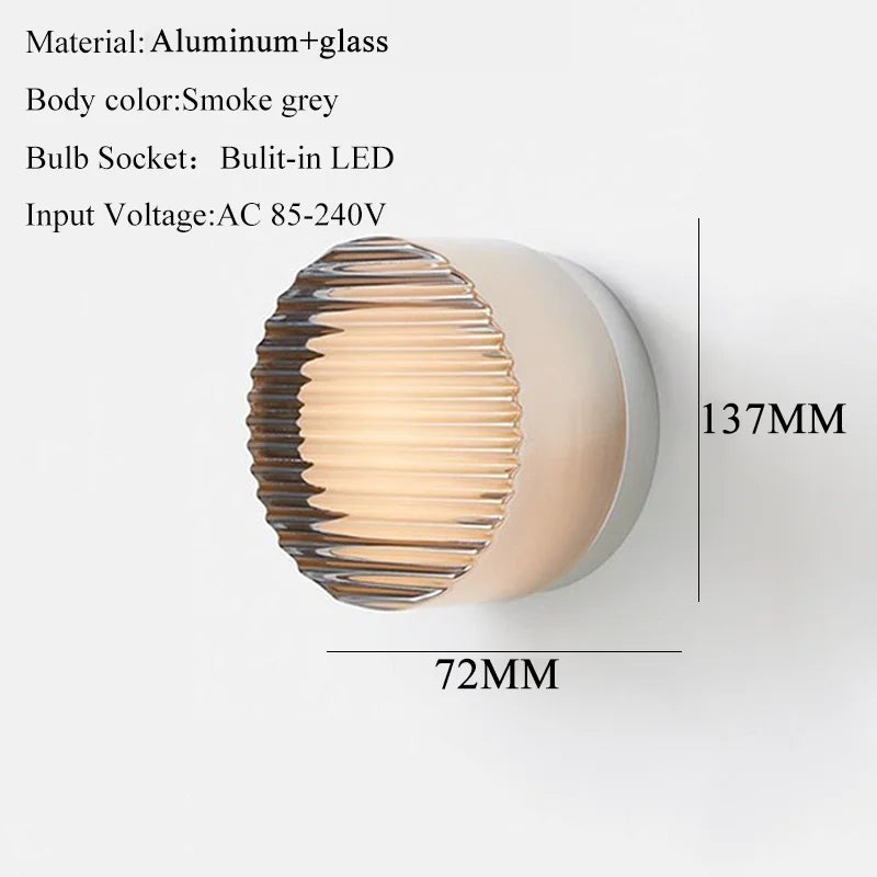 Axyaa Round Glass LED Wall Sconce, 4 Colors, Waterproof, Modern Wandlamp