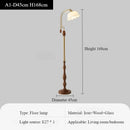 Axyaa French Retro Wooden Brass Floor Lamp with Glass Lampshade for Living Room