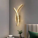Axyaa Gold Crystal Wall Light: Luxe Stainless Steel Sconce for Home Decor