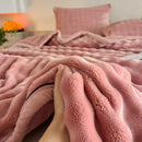 Axyaa Cozy Rabbit Fur Throw Blanket: Soft Plush Sofa Bed Autumn Winter Warm Blanket
