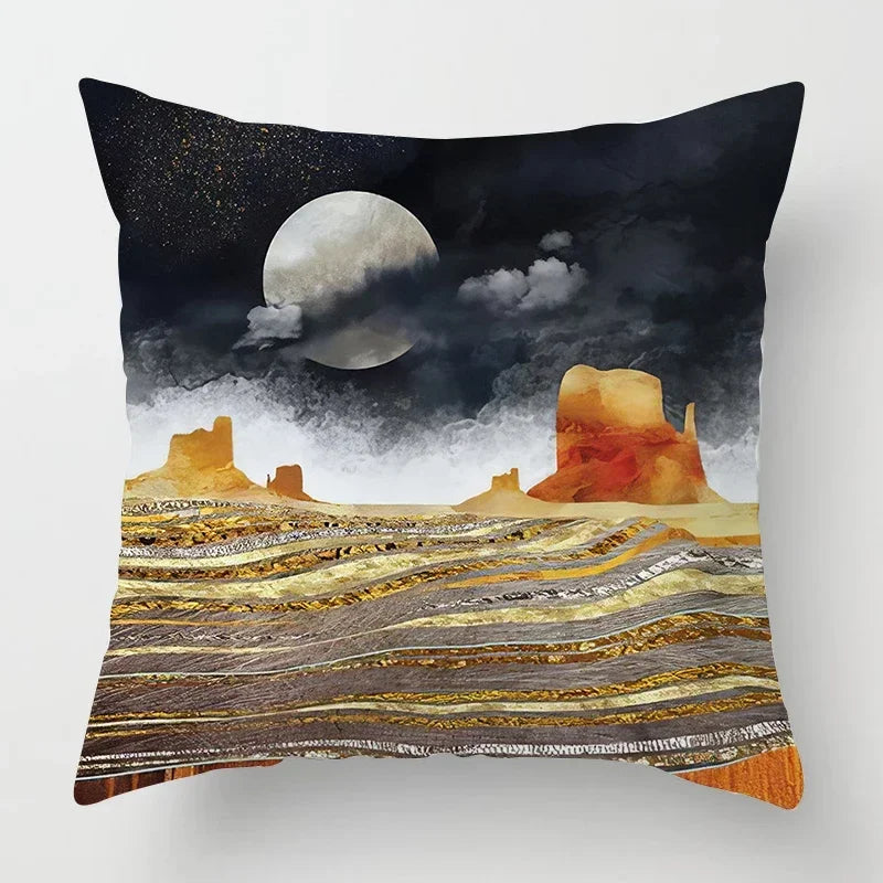 Axyaa Nordic Moon Metal Painting Pillowcase for Home Sofa Decor - 40*40 & 60*60