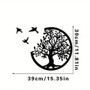 Axyaa Boho Tree Of Life Wooden Wall Hanging with 3 Birds, Round Ornaments