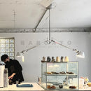 Axyaa Silver Double Head Swing Arm Pendant Light for Office Hotel Living Room