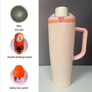Axyaa 40oz Stainless Steel Insulated Straw Water Bottle Hot Cold Vacuum Flask Mug