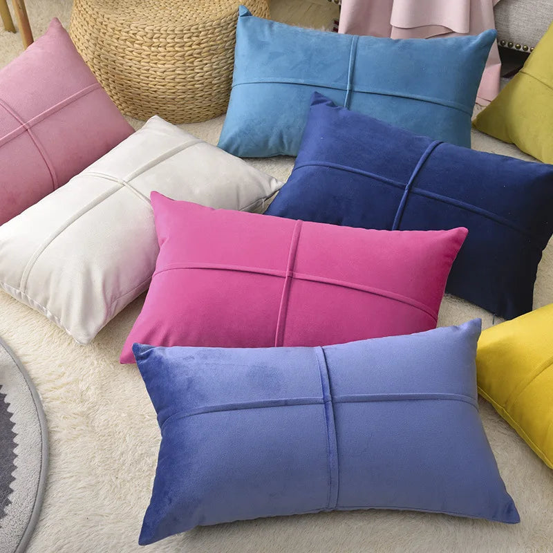 Axyaa Velvet Cross Lumbar Cushion Cover - Cozy Home Decor Pillow Case 30x50cm