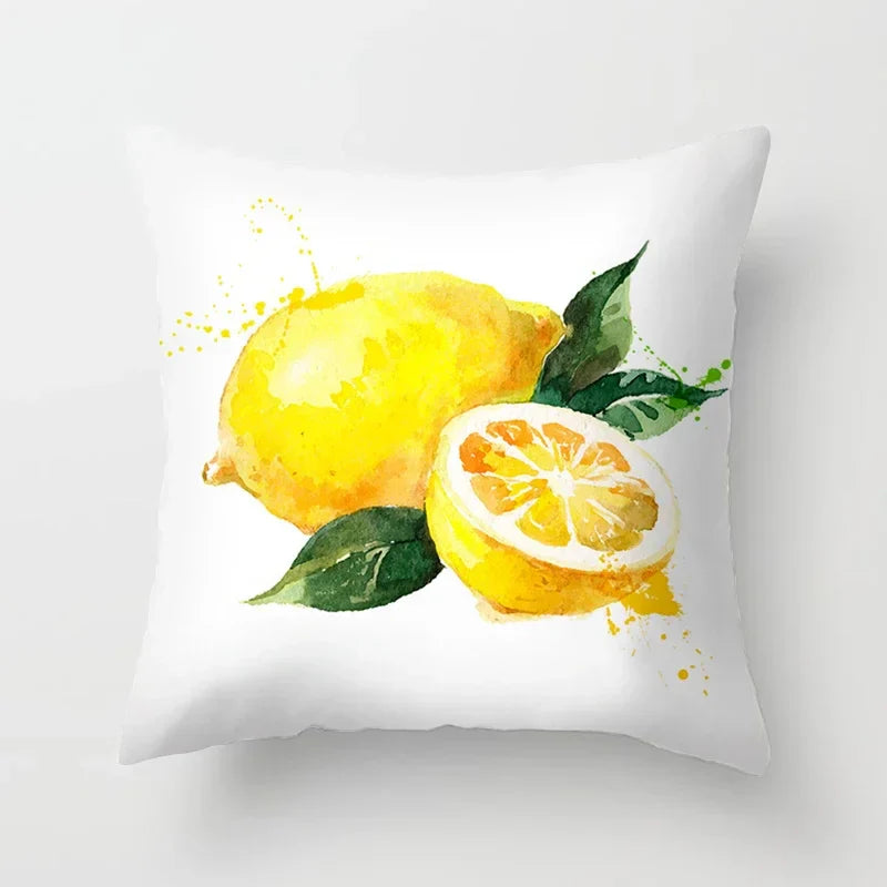 Lemon Pattern Summer Cushion Cover Throw Pillow for Sofa Decoration by Axyaa