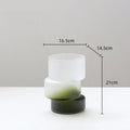 Axyaa Matte Green Bamboo Joint Glass Vase Geometric Terrarium Home Decoration
