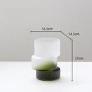 Axyaa Matte Green Bamboo Joint Glass Vase Geometric Terrarium Home Decoration