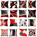 Axyaa Black Red Geometric Abstract Cushion Cover for Stylish Home Decor