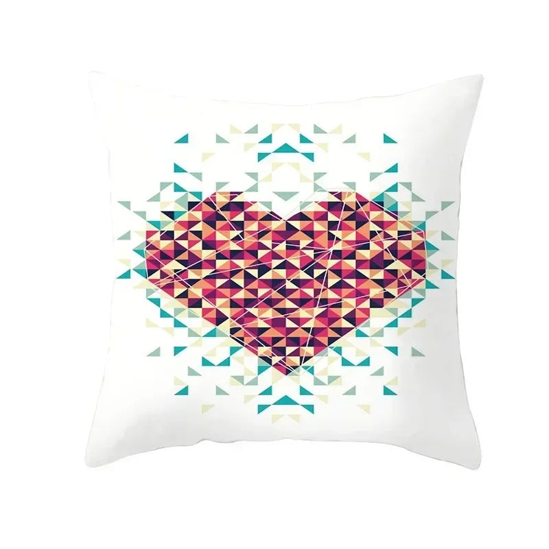 Axyaa Simple Love Print Couple Pillowcase for Sofa and Office Décor