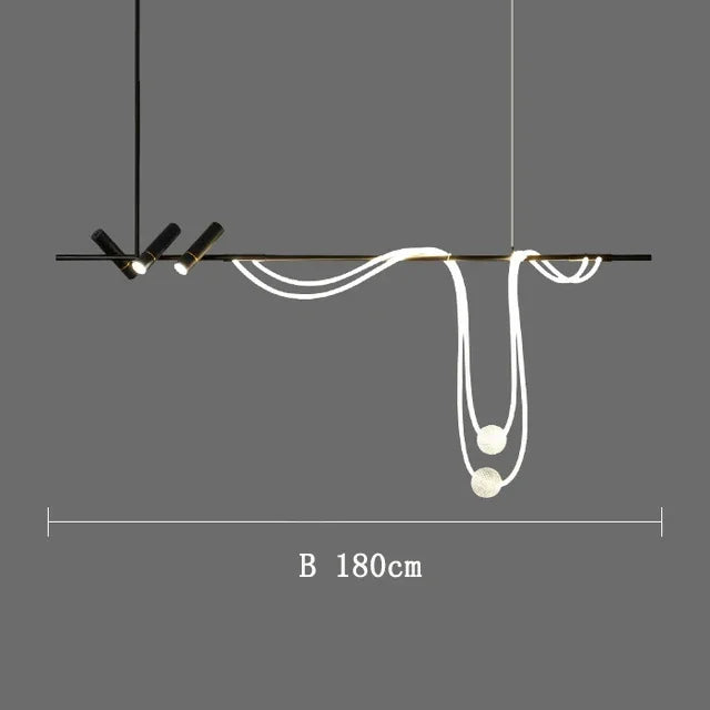 Axyaa Black LED Pendant Chandelier for Kitchen Dining Table - Modern Home Lighting Fixtures