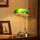 Axyaa Green Glass Table Lamp - Retro Iron Art LED Desk Light for Home and Office