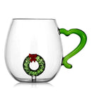 Axyaa 3D Christmas Glass Mug Cup - Snowflake Tree Snowman Design