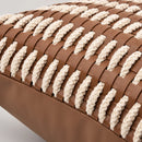 Axyaa Hand-Woven Leather Pillow & Cushion Set in Orange Coffee Color