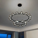 Axyaa Modern Glass Ball LED Chandelier Black/Gold Metal Pendant Light