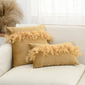 Axyaa Velvet Faux Feather Cushion Cover Soft Home Decor Pillow Cover Living Room