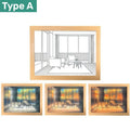 Axyaa LED Art Picture Table Light with Wood Frame Wall Decor Lamp