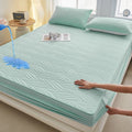 Waterproof Washed Cotton Fitted Sheet for King Mattress, Axyaa Thicken Protector in White.