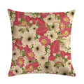 Axyaa Leaf Pattern Decorative Cushion Cover Pink Flower Linen Pillow Case