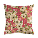 Axyaa Leaf Pattern Decorative Cushion Cover Pink Flower Linen Pillow Case