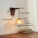 Axyaa Glass Walnut LED Wall Sconce Nordic Stair Light Fixture Modern Style Bed Living Balcony