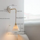 Axyaa Vintage LED Wall Lamp with Adjustable Copper Arm 70CM - White Ceramic