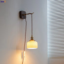 Axyaa Modern LED Ceramic Wall Lamp Sconce with Wooden Base for Bedroom & Living Room