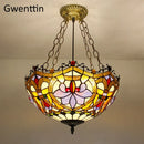 Axyaa Mediterranean Tiffany Glass Pendant Light Chandelier with LED Home Deco