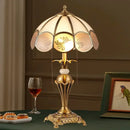 Axyaa Brass Gold LED Glass Table Lamp for Home Study and Bedroom