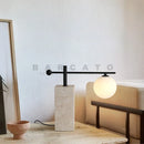 Axyaa Yellow Travertine Desk Lamp: Modern LED Table Light for Living Room.
