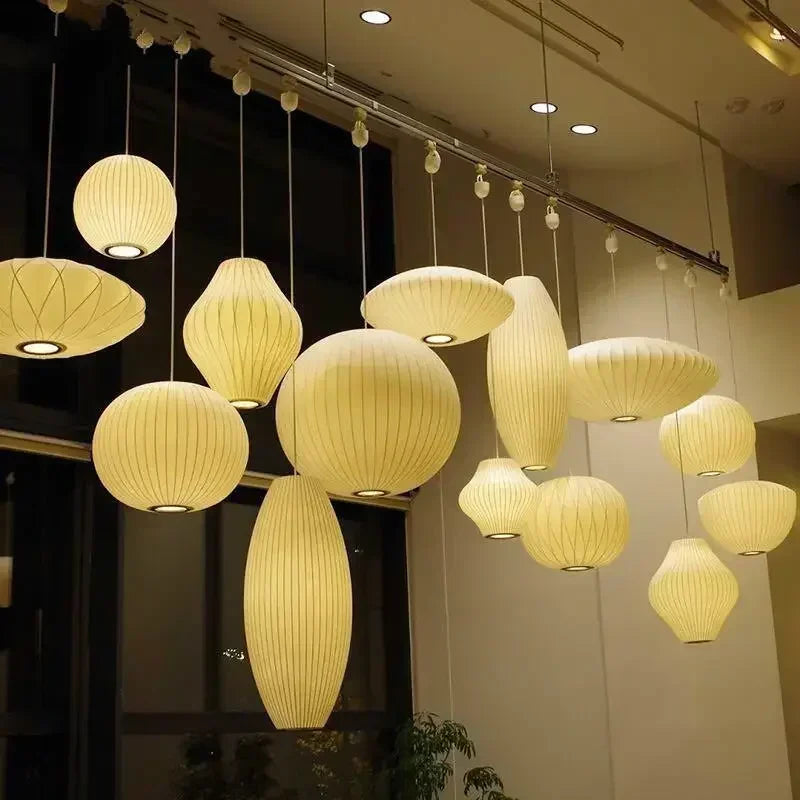 Axyaa Silk Japanese Pendant Lamp for Home Decor and Lighting