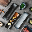 Axyaa Ceramic Sushi Plate: Japanese Restaurant Style Rectangular Porcelain Plate
